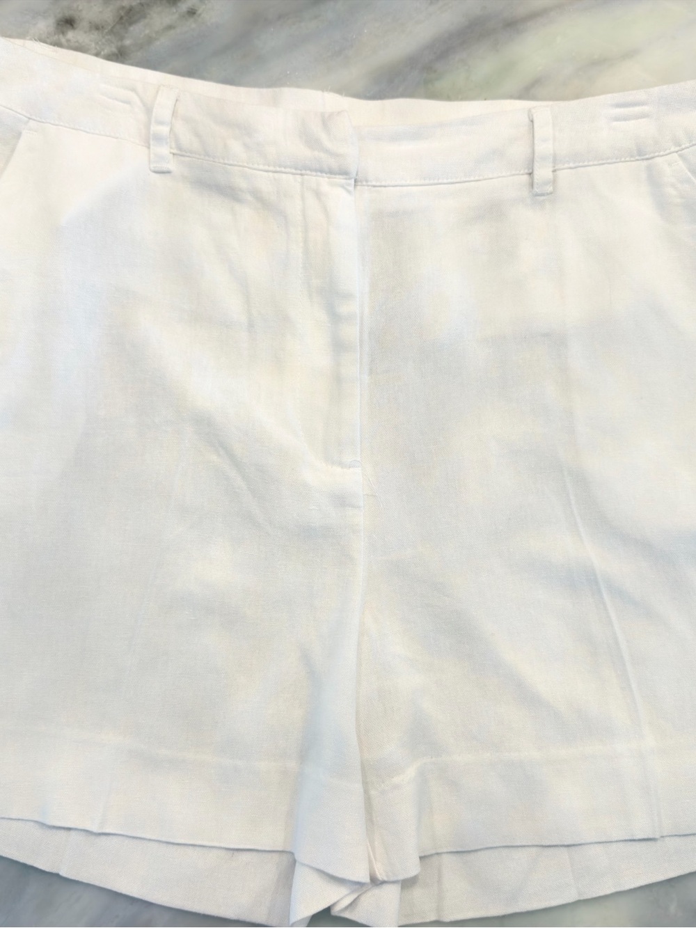 Zac & Rachel White Linen-Blend High-Rise Shorts